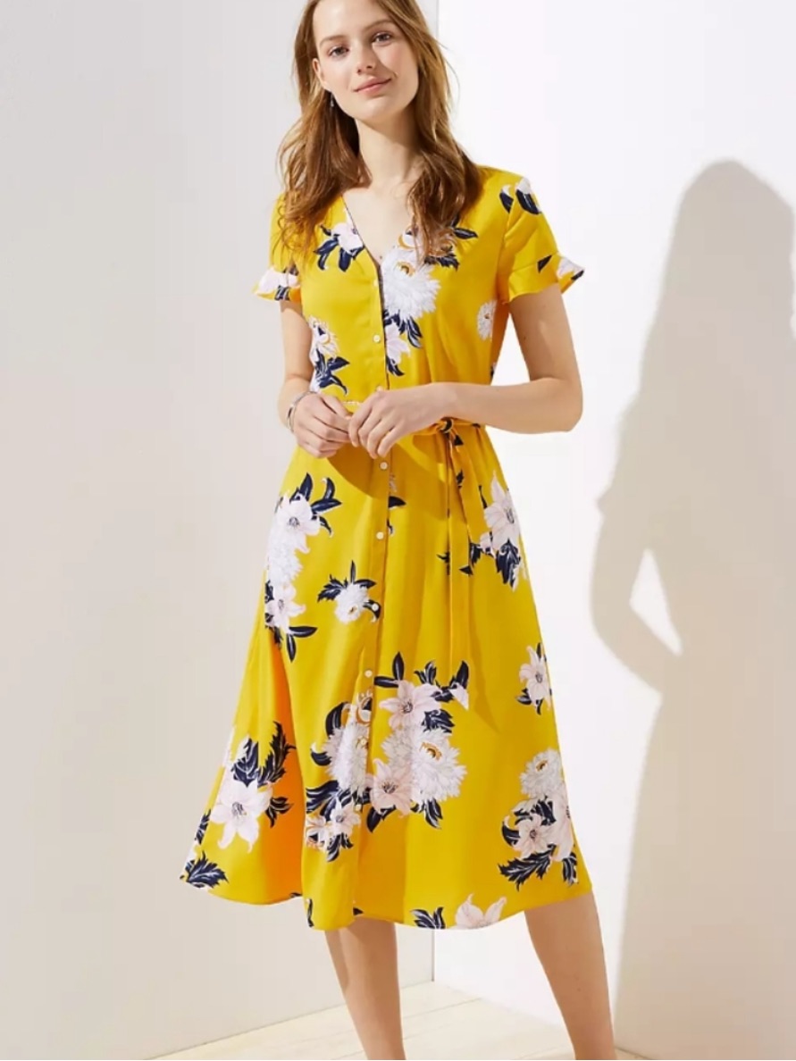 Loft Bouquet Floral Dress- Worn Once. 119 Retail